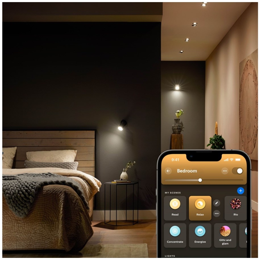Set of 4 Dimmable Philips Hue WHITE AMBIANCE LED bulbs GU5.3/MR16/5.1W/12V 2200-6500K