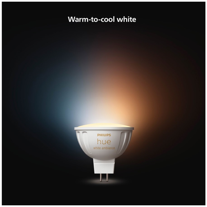 Set of 4 Dimmable Philips Hue WHITE AMBIANCE LED bulbs GU5.3/MR16/5.1W/12V 2200-6500K