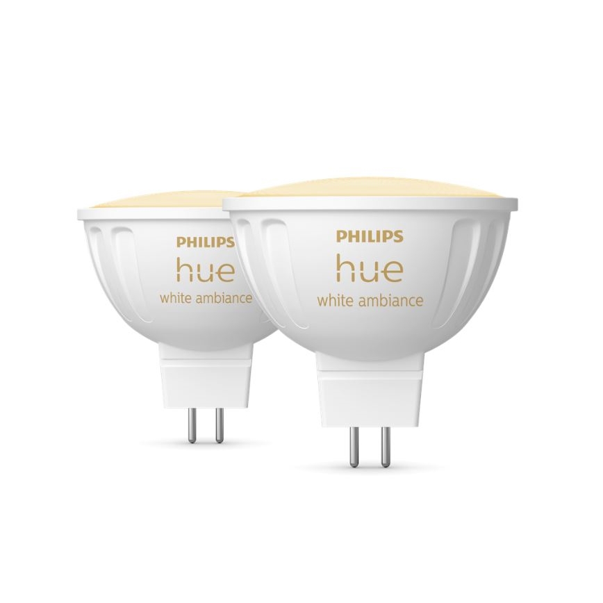 Set of 4 Dimmable Philips Hue WHITE AMBIANCE LED bulbs GU5.3/MR16/5.1W/12V 2200-6500K