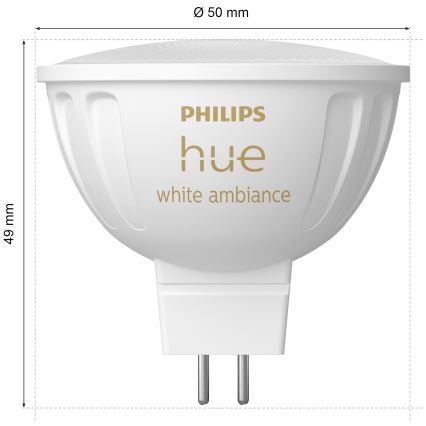 Set of 4 Dimmable Philips Hue WHITE AMBIANCE LED bulbs GU5.3/MR16/5.1W/12V 2200-6500K