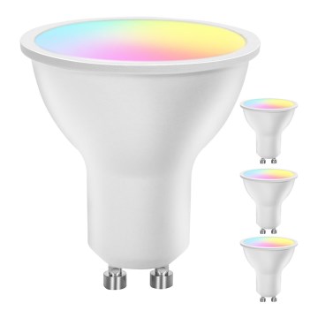 Set of 4 Smart Dimmable LED RGBW GU10 Bulbs, 4.9W/230V 2700-6500K - Aigostar