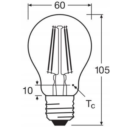 Set of 5 BASE CLASSIC FILAMENT A60 LED Bulbs E27, 7W, 230V, 4000K - Osram