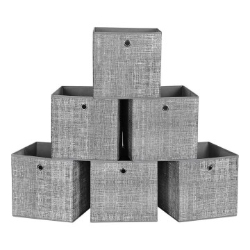 Set of 6 CURAN storage boxes 30x30x30 cm grey