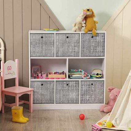 Set of 6 CURAN storage boxes 30x30x30 cm grey
