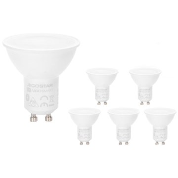 Set of 6 LED RGBW Dimmable MESH GU10 Bulbs 6.5W 230V 2700–6500K + Remote Control - Aigostar