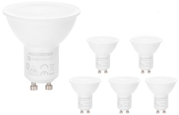 Set of 6 LED RGBW Dimmable MESH GU10 Bulbs 6.5W 230V 2700–6500K + Remote Control - Aigostar