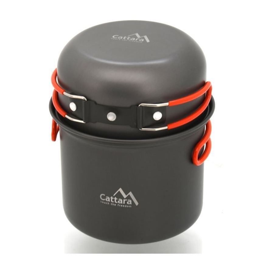Set of camping cookware with a sponge 4pcs