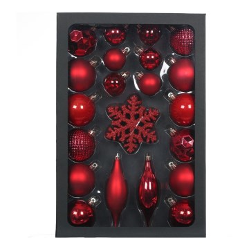 Set of Christmas ornaments 25 pcs red