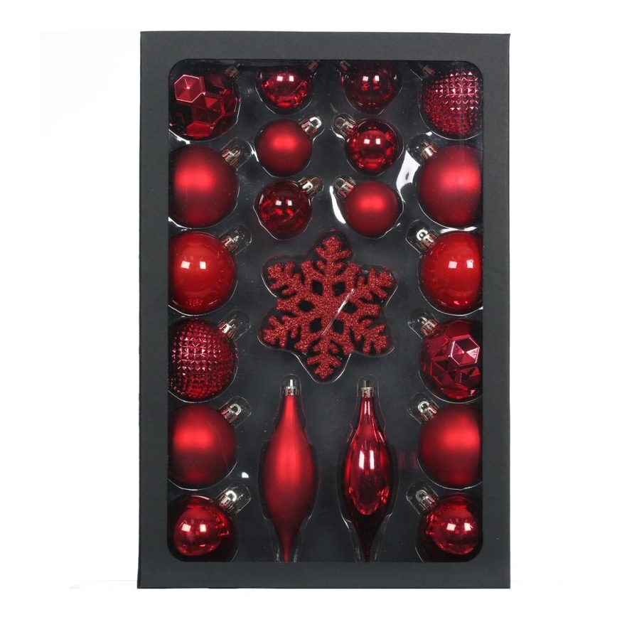 Set of Christmas ornaments 25 pcs red
