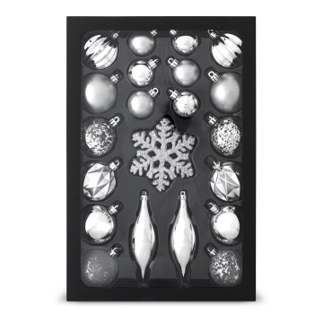 Set of Christmas ornaments 25 pcs silver