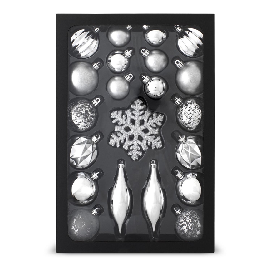Set of Christmas ornaments 25 pcs silver