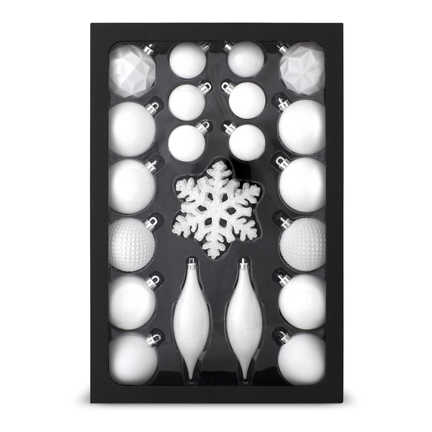 Set of Christmas ornaments 25 pcs white