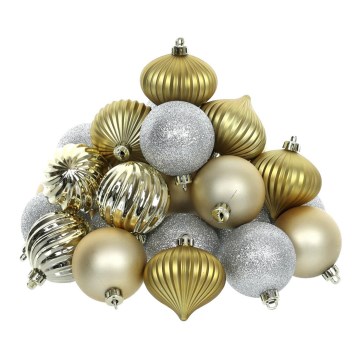 Set of Christmas ornaments 30 pcs gold/silver