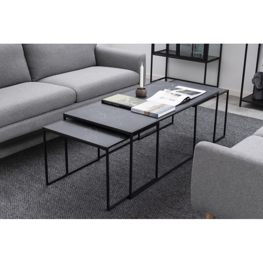 Set of coffee tables ALMA 3 pcs anthracite