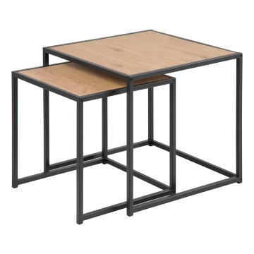 Set of coffee tables SARON 2 pcs oak/black