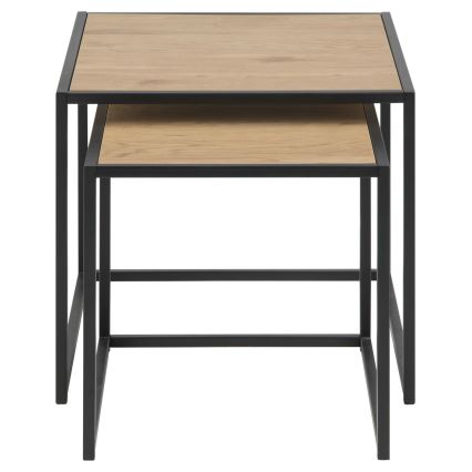 Set of coffee tables SARON 2 pcs oak/black