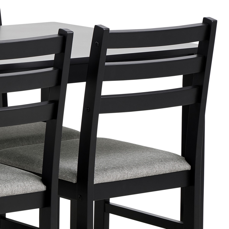 Set of dining table and 4 chairs EMILY black