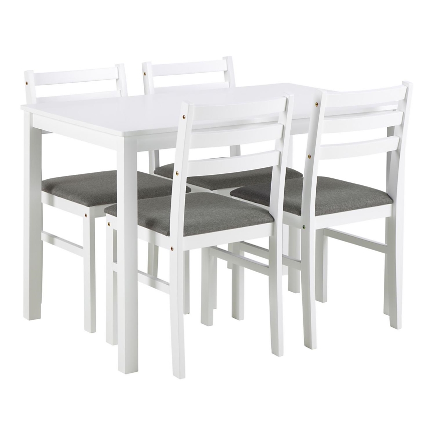 Set of dining table and 4 chairs EMILY white