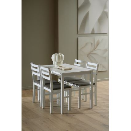 Set of dining table and 4 chairs EMILY white
