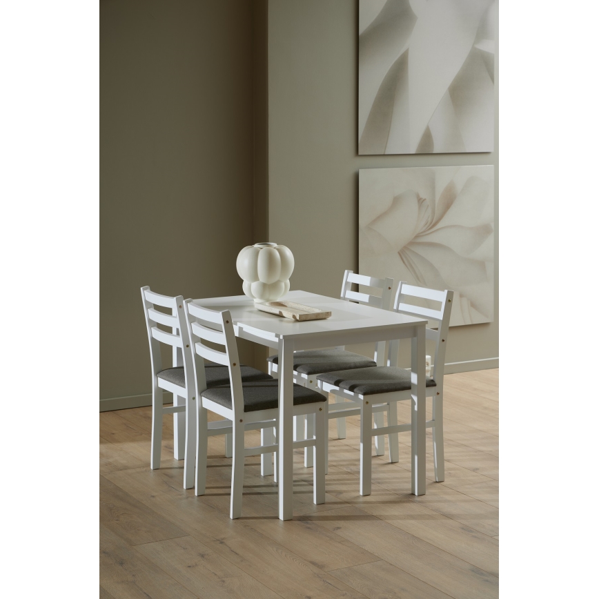 Set of dining table and 4 chairs EMILY white
