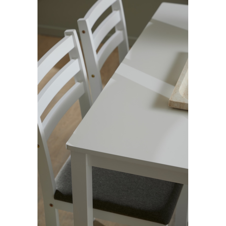 Set of dining table and 4 chairs EMILY white