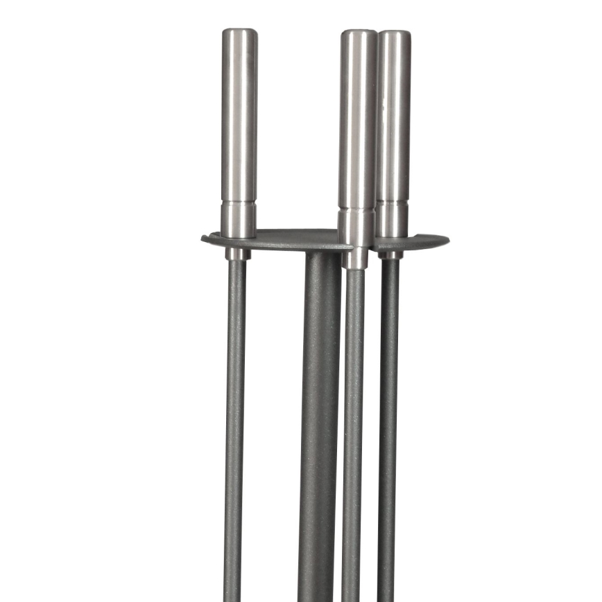 Set of fireplace tools and basket for wood with a handle 5 pcs matte chrome