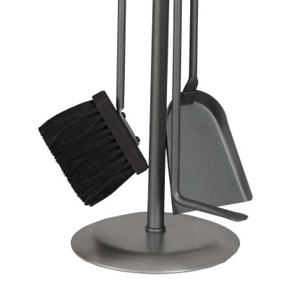 Set of fireplace tools and basket for wood with a handle 5 pcs matte chrome