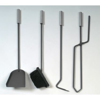 Set of fireplace tools and basket for wood with a handle 6 pcs anthracite