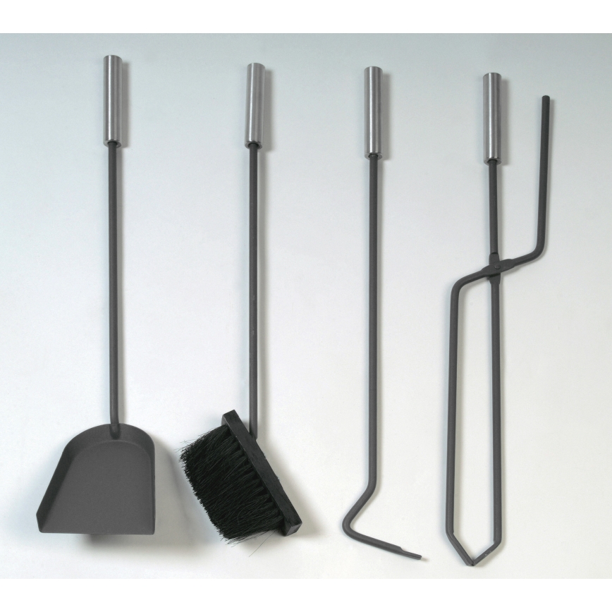 Set of fireplace tools and basket for wood with a handle 6 pcs anthracite