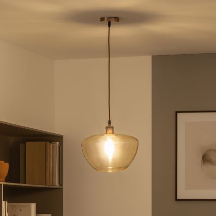 SEVENTIES cord-hung pendant light E27/60W/230V smoked/brown