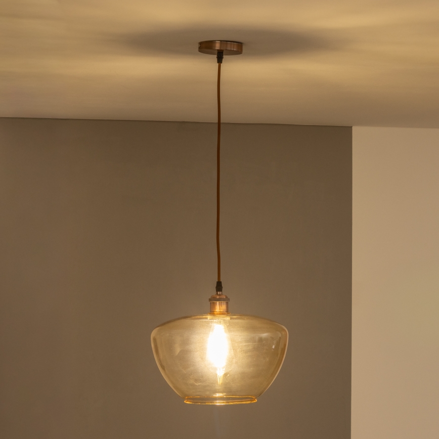 SEVENTIES cord-hung pendant light E27/60W/230V smoked/brown