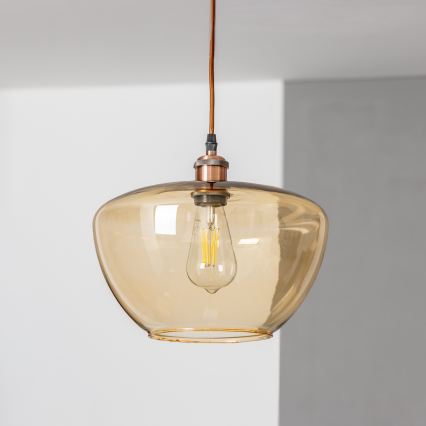 SEVENTIES cord-hung pendant light E27/60W/230V smoked/brown
