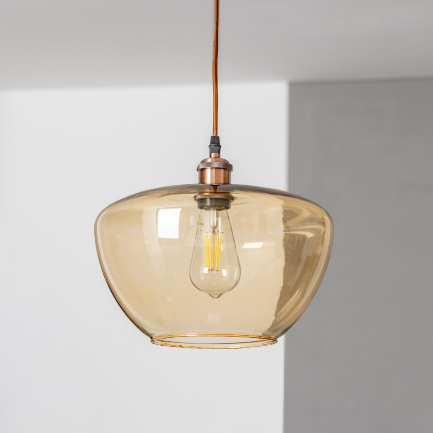 SEVENTIES cord-hung pendant light E27/60W/230V smoked/brown