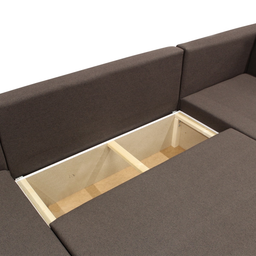 Universal U-shaped corner sofa bed with storage SEYA brown