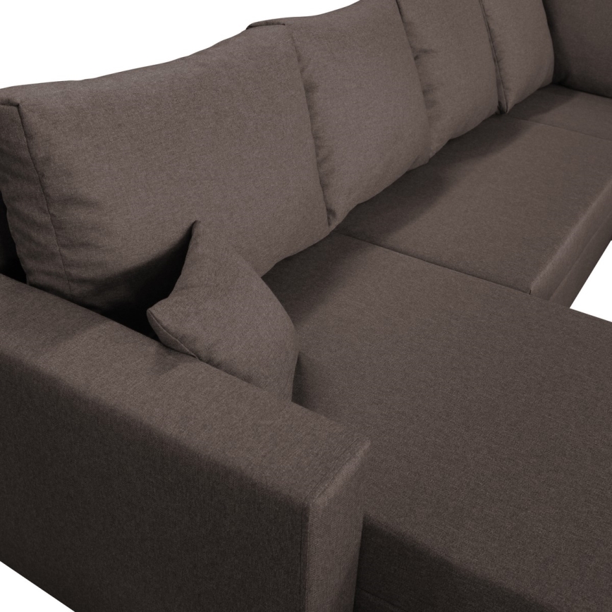 SEYA Universal U-Shaped Convertible Corner Sofa with Storage — Brown