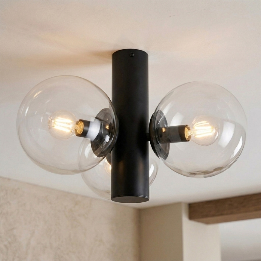 SFERIO Ceiling Light 3x E14/5W/230V Black/Clear