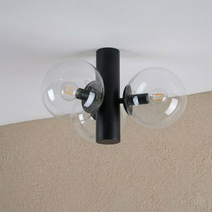 SFERIO Ceiling Light 3x E14/5W/230V Black/Clear