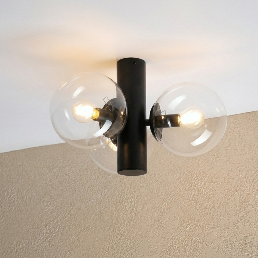 SFERIO Ceiling Light 3x E14/5W/230V Black/Clear