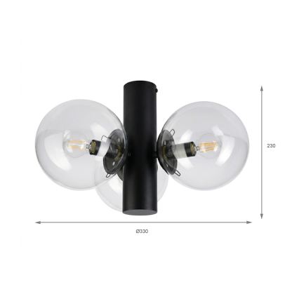 SFERIO Ceiling Light 3x E14/5W/230V Black/Clear