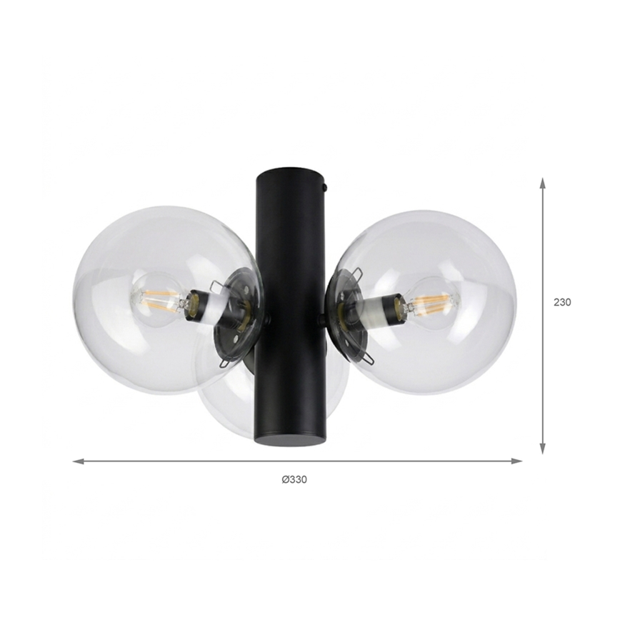 SFERIO Ceiling Light 3x E14/5W/230V Black/Clear