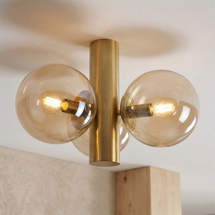SFERIO Ceiling Light 3xE14/5W/230V, Brass/Smoky Beige