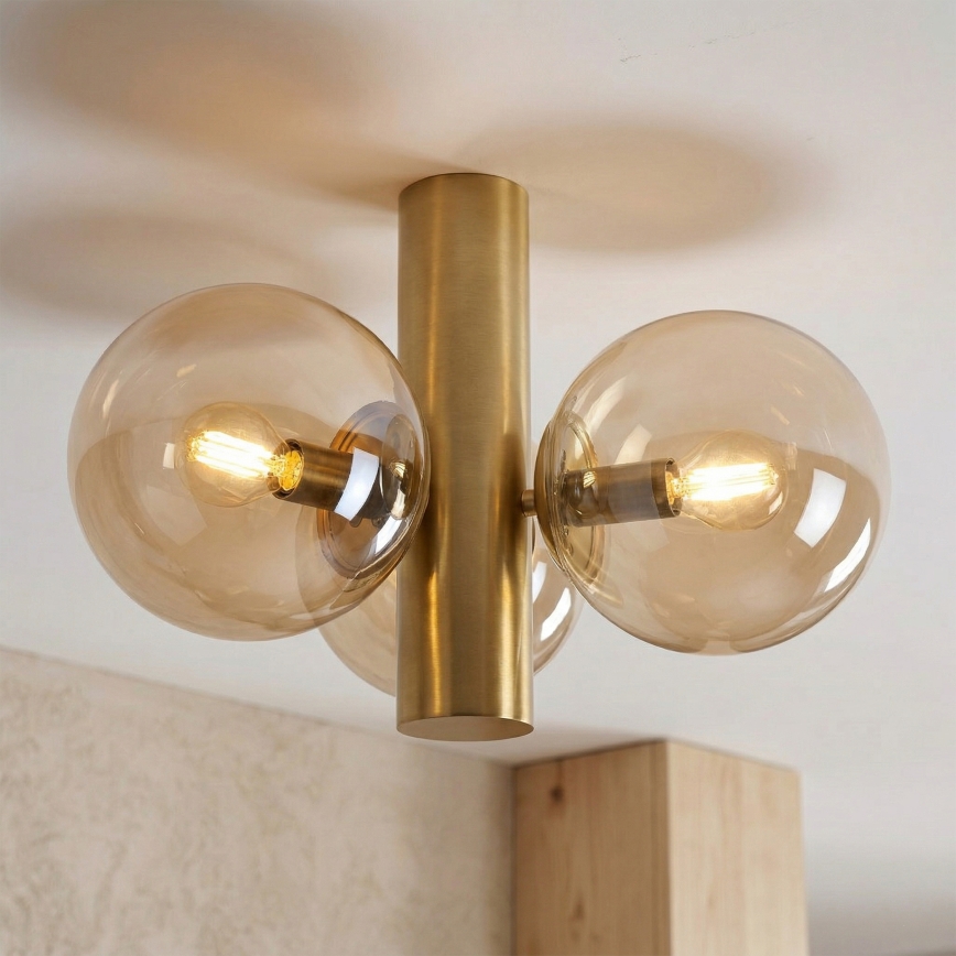 SFERIO Ceiling Light 3xE14/5W/230V, Brass/Smoky Beige