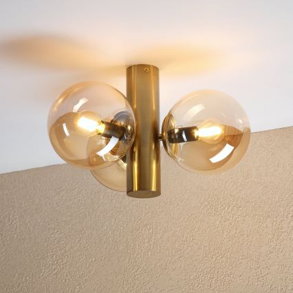 SFERIO Ceiling Light 3xE14/5W/230V, Brass/Smoky Beige