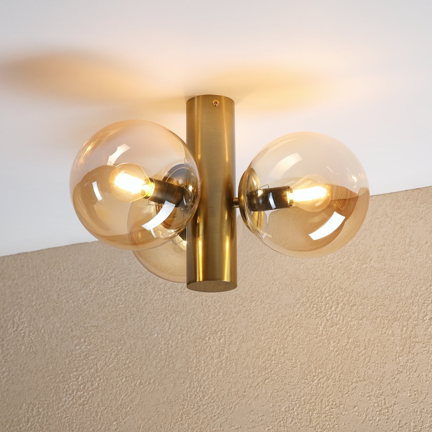 SFERIO Ceiling Light 3xE14/5W/230V, Brass/Smoky Beige