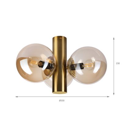 SFERIO Ceiling Light 3xE14/5W/230V, Brass/Smoky Beige
