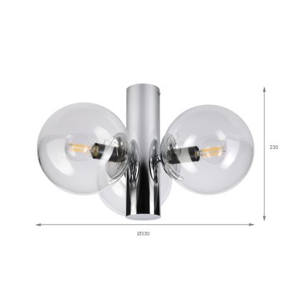SFERIO Ceiling Light 3xE14/5W/230V, Polished Chrome/Clear