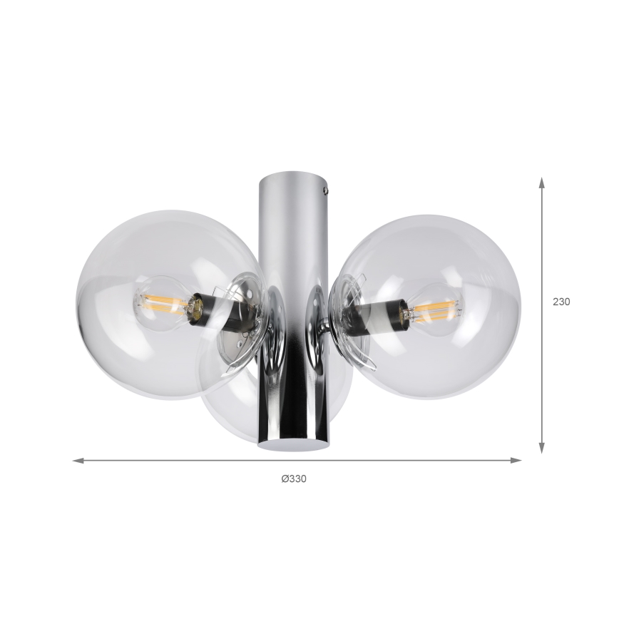 SFERIO Ceiling Light 3xE14/5W/230V, Polished Chrome/Clear