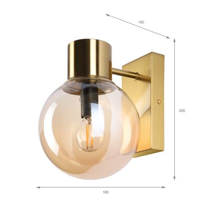 SFERIO Wall Lamp 1x E14/5W/230V, Brass/Smoky Beige