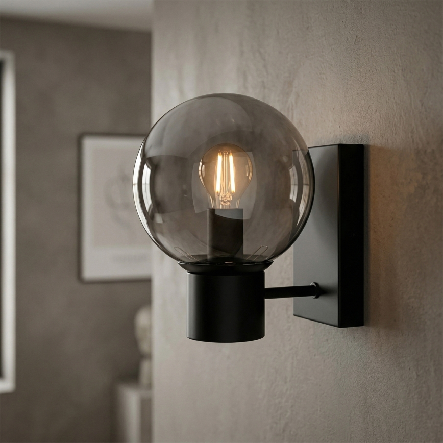 SFERIO Wall Lamp 1xE14/5W/230V Black/Smoky Black