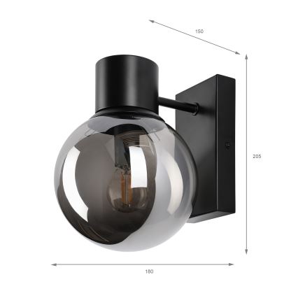 SFERIO Wall Lamp 1xE14/5W/230V Black/Smoky Black